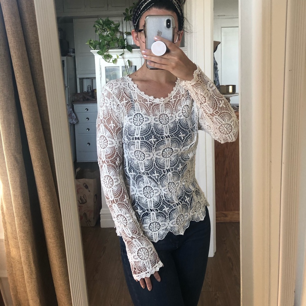 Cream boho woven top